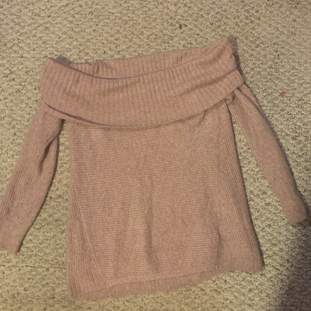 Blush off the shoulder sweater